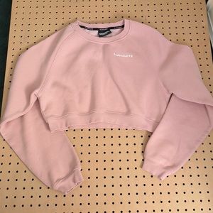 Alphalete Cropped Classic Crew Sweatshirt in Vintage Rose size large
